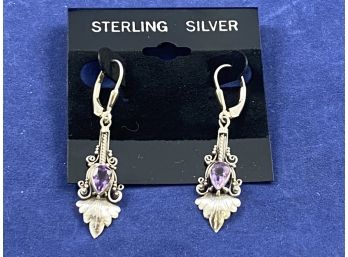 Sterling Silver With Amethyst? Dangle Earrings