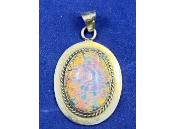 Sterling Silver With Large Opal Type Stone, Pendant