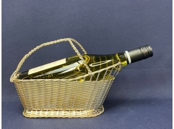 Christofle Of France Silver Plated Woven Basket Wine Caddy