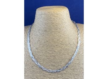 Sterling Silver 925 Braided Necklace, Made In Italy, 18'