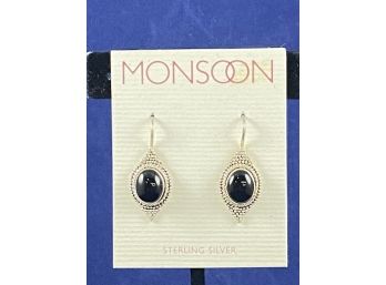 Sterling Silver Earrings With Onyx,  Monsoon Treasures, New