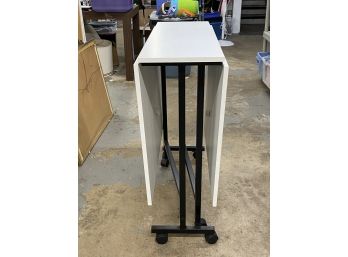 White Folding Craft Table On Wheels - Needs Simple Repair