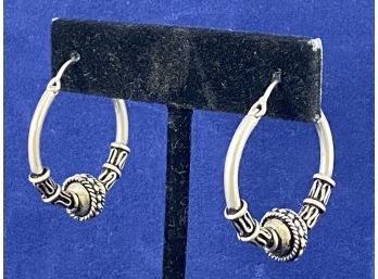 Sterling Silver Hoops With Beautiful Details, #3