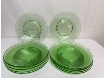 Uranium Green Depression Glass Set Of 12 Dishes