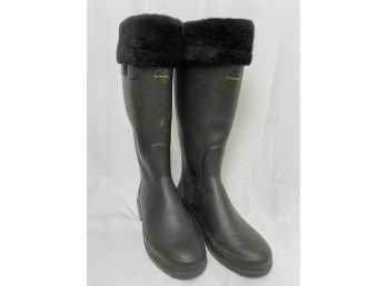 Le Chameau Tall Black Faux-Fur Lined Rain Boots Size 41