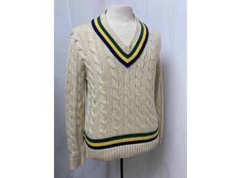 Polo Ralph Lauren Men's Cable Knit V-Neck Cricket Sweater Size M