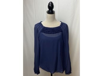 Ann Taylor, Navy Cami Lined Shirt Blouse, Size LP, New With Tags $98