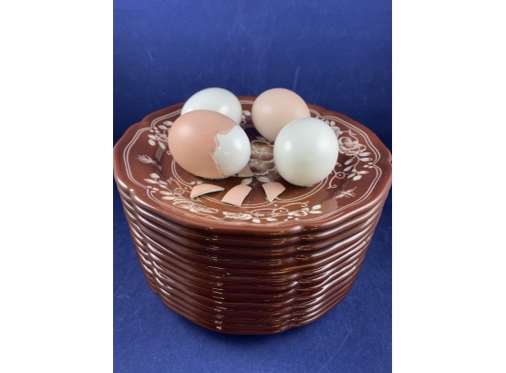 Tiffany & Co Este Ceramiche Italy Trompe L'oeil Hard Boiled Eggs Lidded Bowl, Cookie, Jar