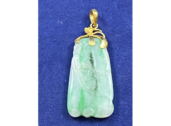 Jade Pendant With 14K Yellow Gold Bail