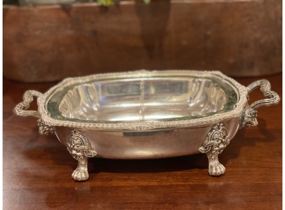 Vintage French Silver Plate Chafing Dish And Divided Serving Tray