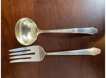 Gorham Sterling Silver Serving Fork And Ladle, Monogrammed P