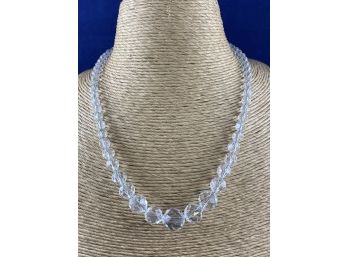 Single Strand Graduated Vintage Cut Crystal Faceted Bead Necklace