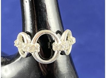 Sterling Silver Ring With Cubic Zarconia Accents - Size 7