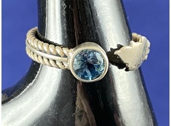 Sterling Silver Ring With Blue Stone, Blue Topaz?, Size 7.5