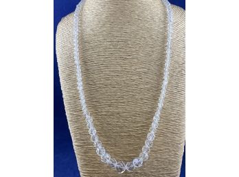 Single Strand Graduated Vintage Cut Crystal Faceted Bead Necklace