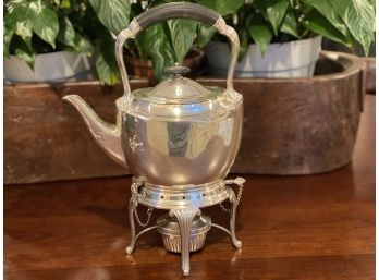 Cross Arrows Silver Plate Tea Pot Coffee Pot On Stand With Warmer
