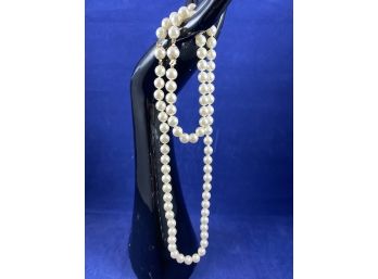 Vintage Off White Pearl Bracelet And Necklace With Sterling Silver Clasps
