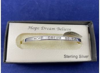 Sterling Silver Cuff Bracelet, Hope, Dream, Beleive, New In Box, Macys