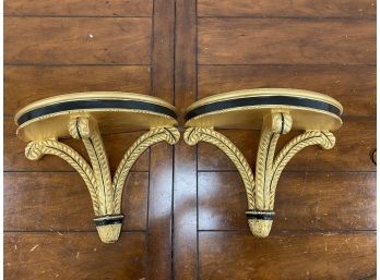 #2 Pair Of Gold Wall Sconces Shelf For Art Decoration