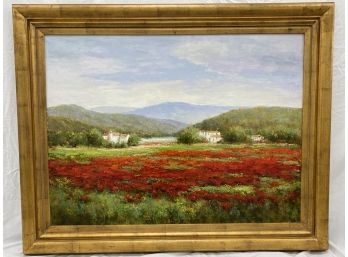 Poppies In Italy, Oil On Canvas, Gold Leaf Frame, Signed