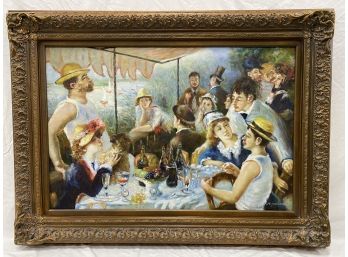 Reproduction Of Renoir, Oil On Canvas,  Signed M. Jemmett, Gold Leaf Frame