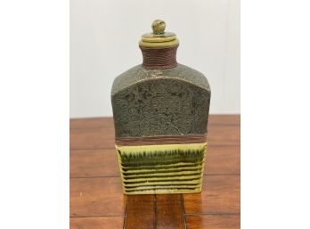 Gray & Green Square Vase With Lid