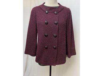 St John Knit 'Jackie O' Style Burgandy Women's Jacket Size 6