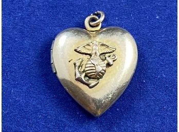12K Gold Filled Military Sweetheart Pendant Locket With Original Heart Frames Inside