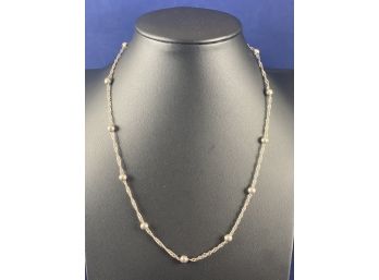 Sterling Silver Ball Necklace And Chain, 17 Inches