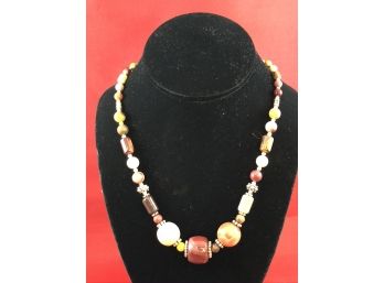 Sterling Silver And Semi Precious Stones Necklace, Fall Colors
