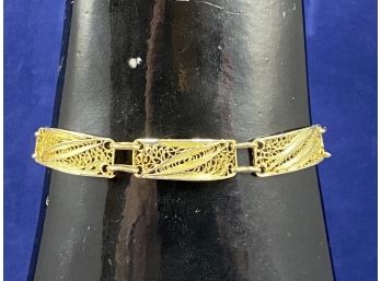 Vintage Gold Filled Fillagree Bracelet With Diamond Cut