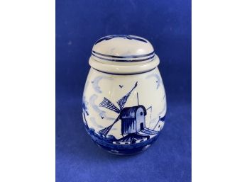 Vintage Delft Condiment Jar, Wings Works, Rotterdam Holland
