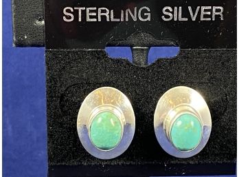 Sterling Silver Turquoise Earrings, Signed