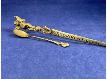 Vintage Brass Mail Opener Ricardo De Firenze And Brass Spoon With Flower