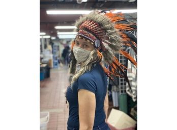 Exquisite Native American Indian Headdress - Orange