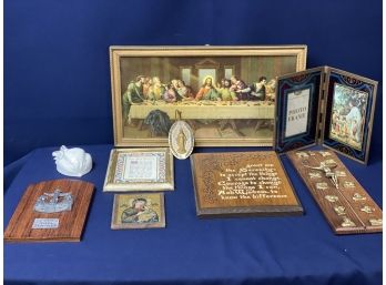 Lot Of Religious Items Picture, Plaques, Frames