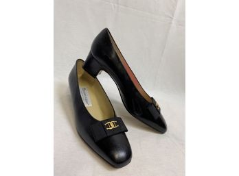 Etienne Aigner Retro Vintage Black Shoes Leather, Size 9M