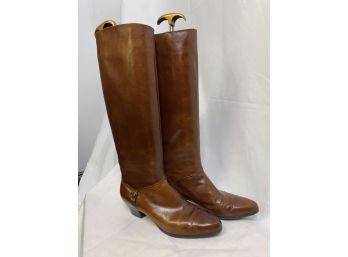 Salvatore Ferragamo Brown Leather Knee High Riding Boots Size 6