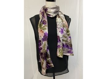 Cynthia Rowley Purple & Green Floral Silk Scarf