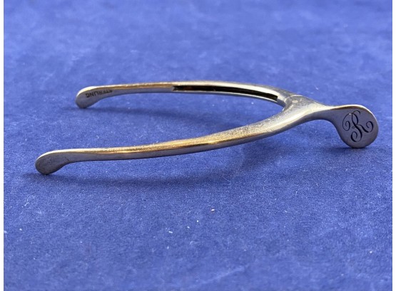 Sterling Silver Spur Or Wishbone Shaped Sugar Tongs, With R Monogram