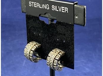 Sterling Silver & Marcasite Huggie Earrings