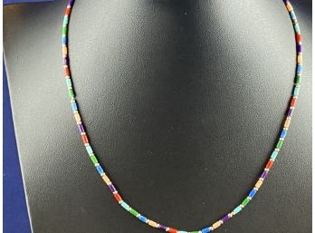 Sterling Silver And Multi-color Necklace, For A Young Girl, 15'