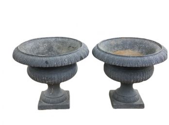 Pair Of Light Weight Metal Urns For Flowers