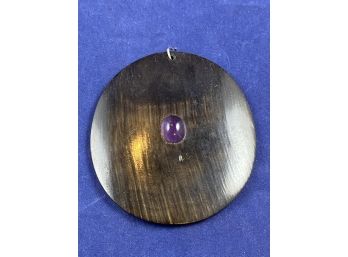 Large Horn Pendant With Amethyst Cabochon