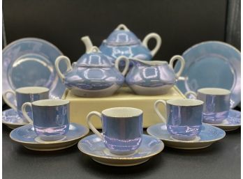 Blue Lusterware Demitas Tea Set