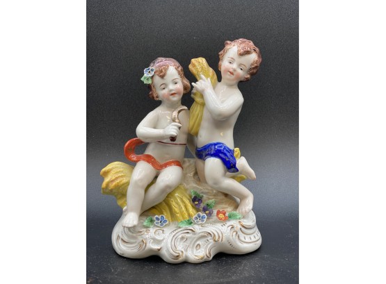 Vintage Italian Capodimonte Putti Angels Porcelain Group Statue