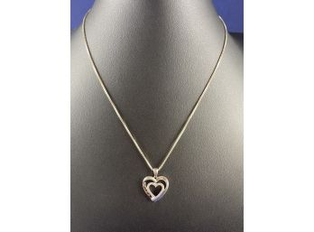 Sterling Silver Box Chain Necklace And Heart Pendant