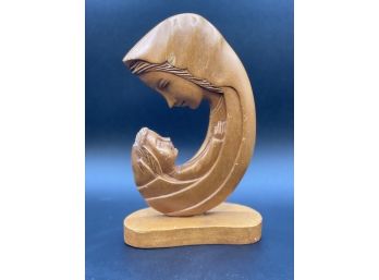 Blessed Mother And Baby Jesus Wood Figurine, Hand Crafted In The Philippines, LaSolette Missions