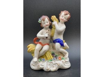 Vintage Italian Capodimonte Putti Angels Porcelain Group Statue