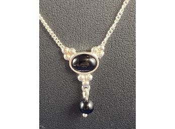 Sterling Silver And Black Onyx Necklace
